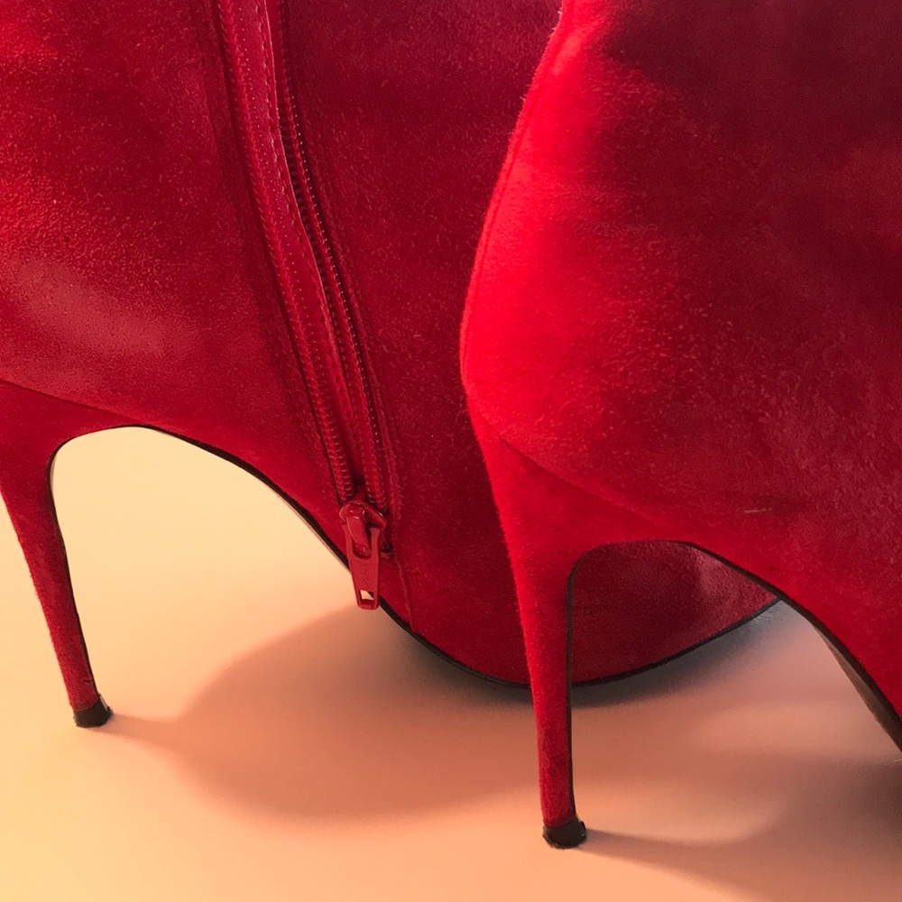 Red suede boots